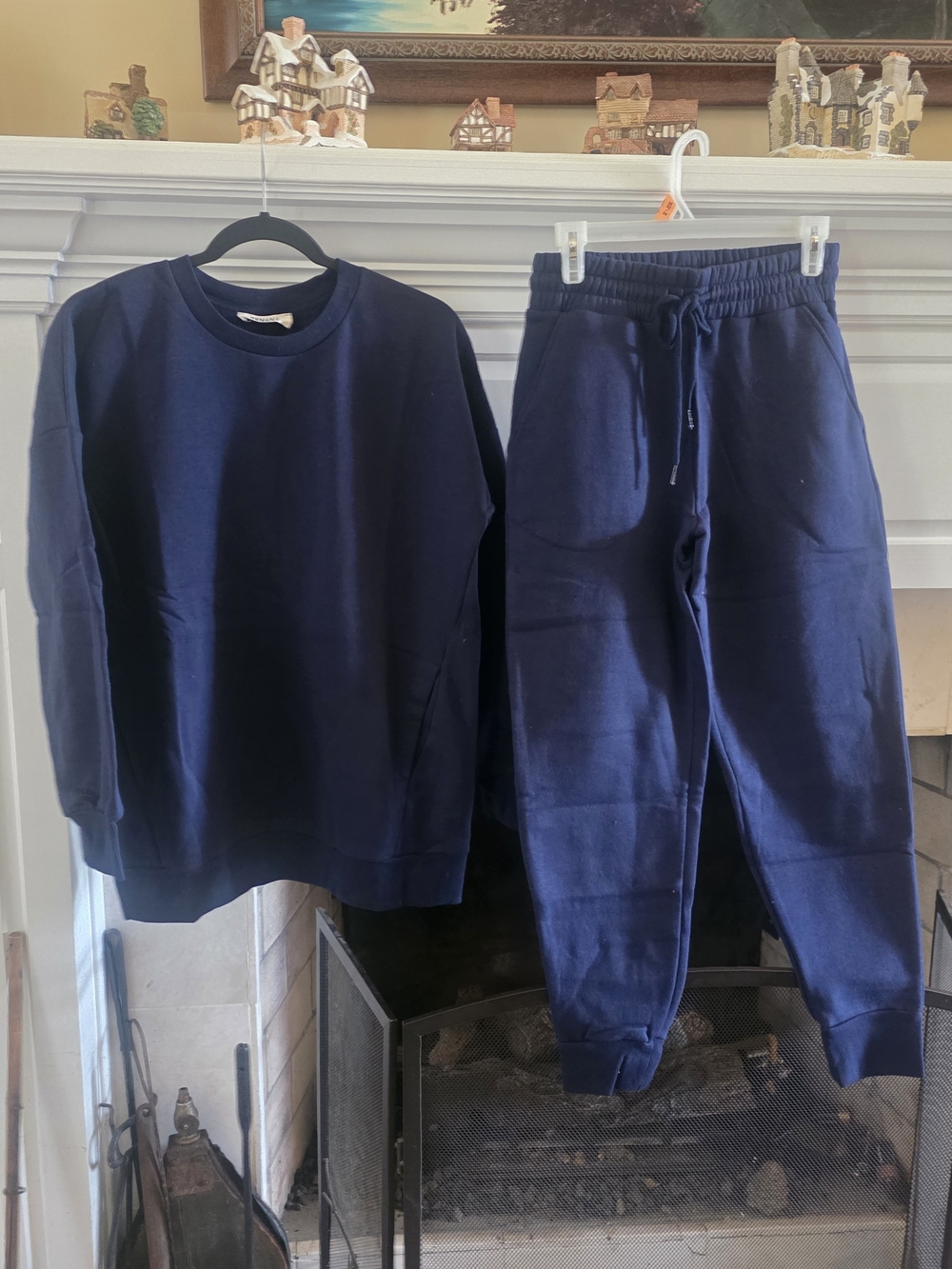 Zenana Outfitters Women's Navy Tracksuit Sweatshirt & Joggers - Picture 1 of 4